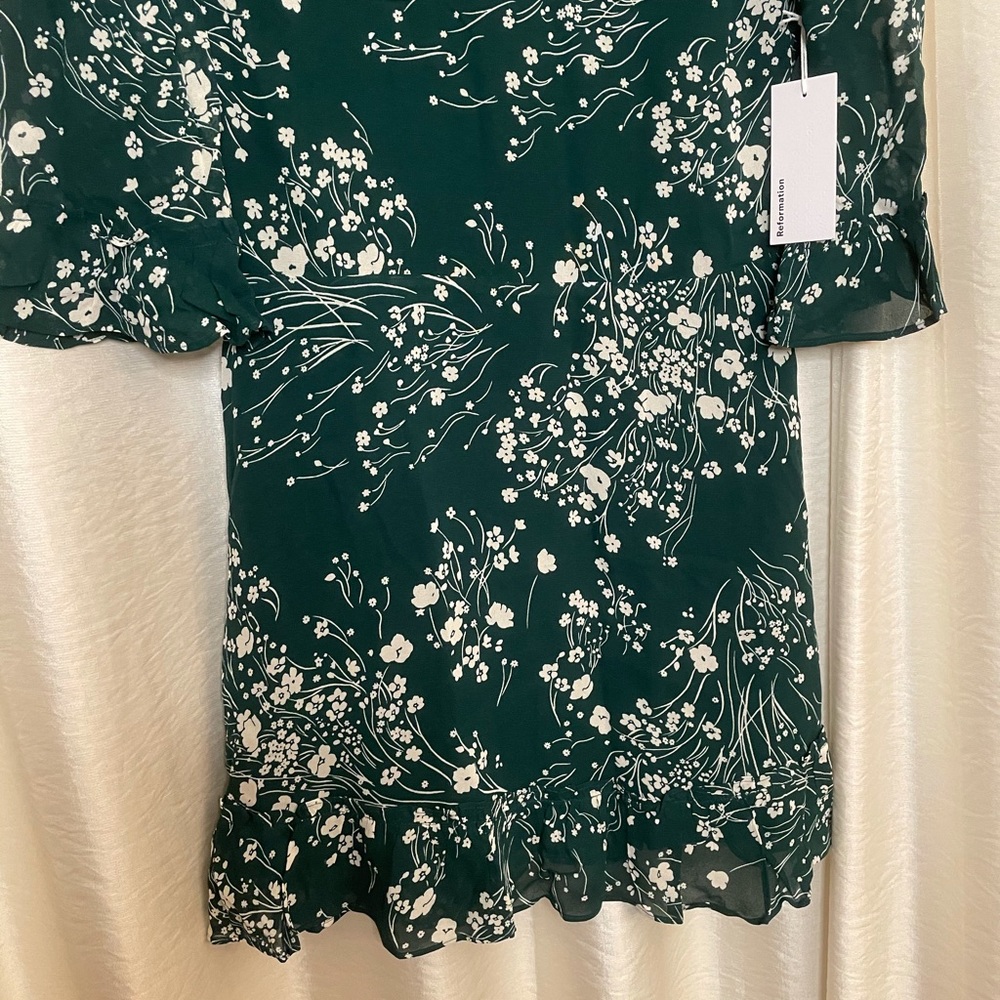 NWT Reformation Doutzen Mini Dress. Size 10. Green - Picture 3 of 9